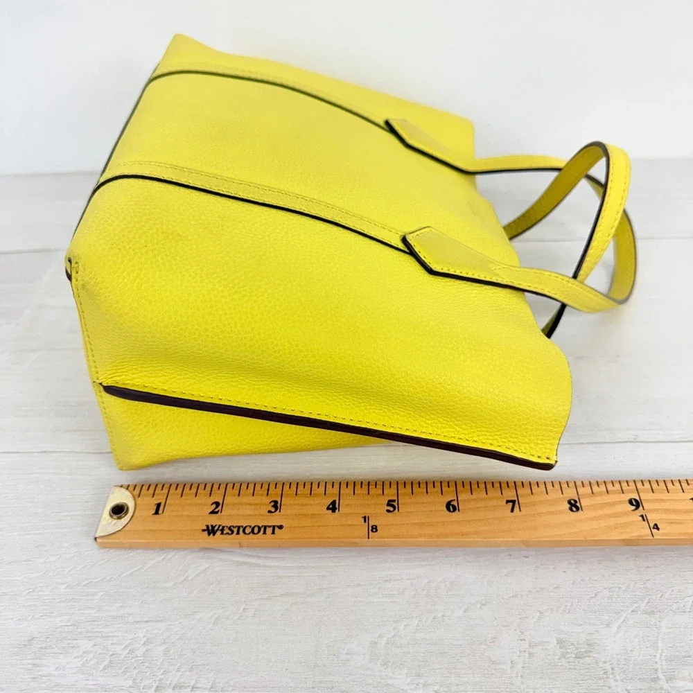 Tory Burch Perry Small Tote Womens Yellow Pebbled Leather Crossbody Bag